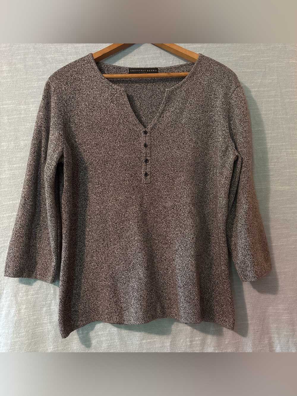 Geoffrey Beene Sport Sweater Pullover V-Neck Heathered Gray Women’s Sz “M/L”
